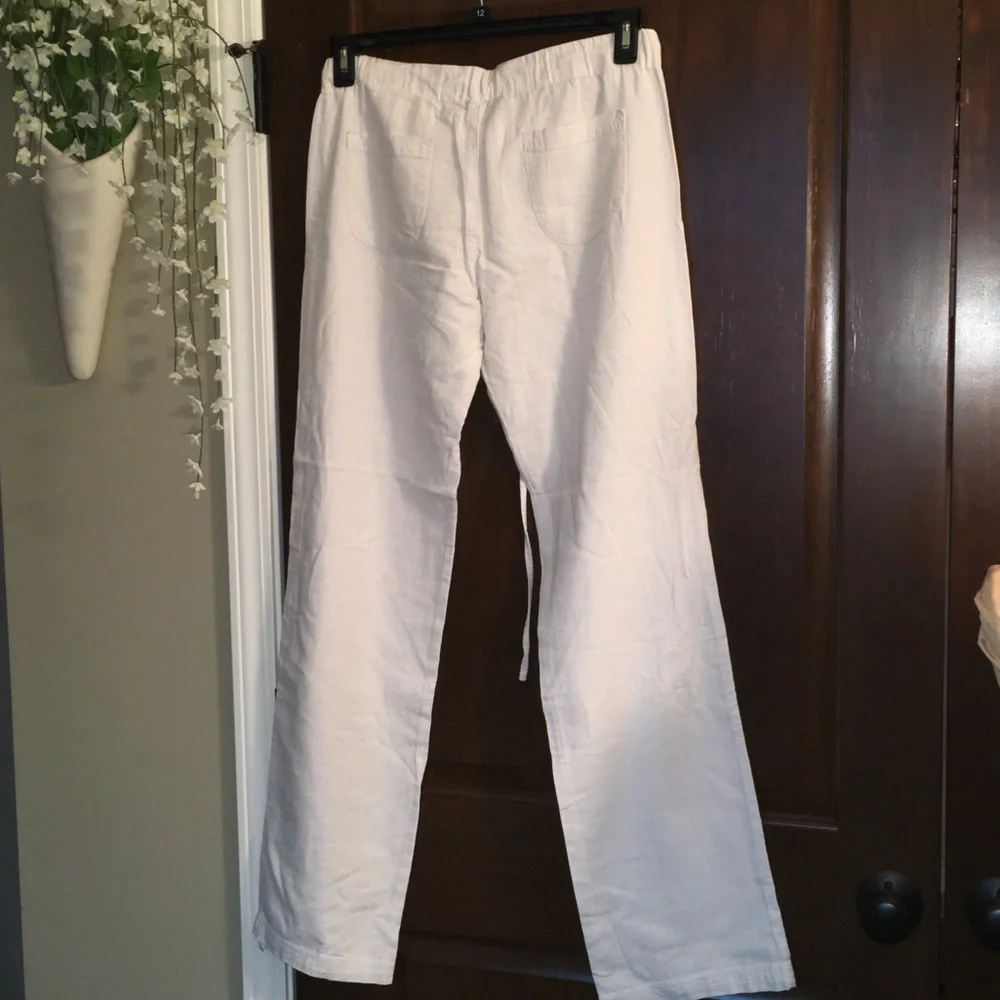 Angel Kiss White Men's Drawstring Chino Pants